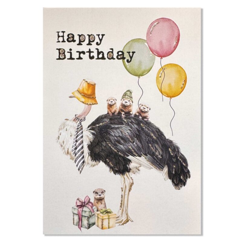 Kort - Happy Birthday ostrich